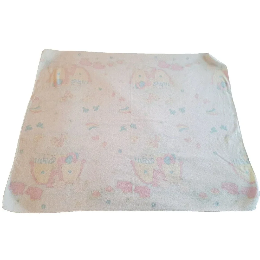 Vintage Noah's Ark‎ Baby Receiving Blanket Pastel Colors Vintage Kendall Co.